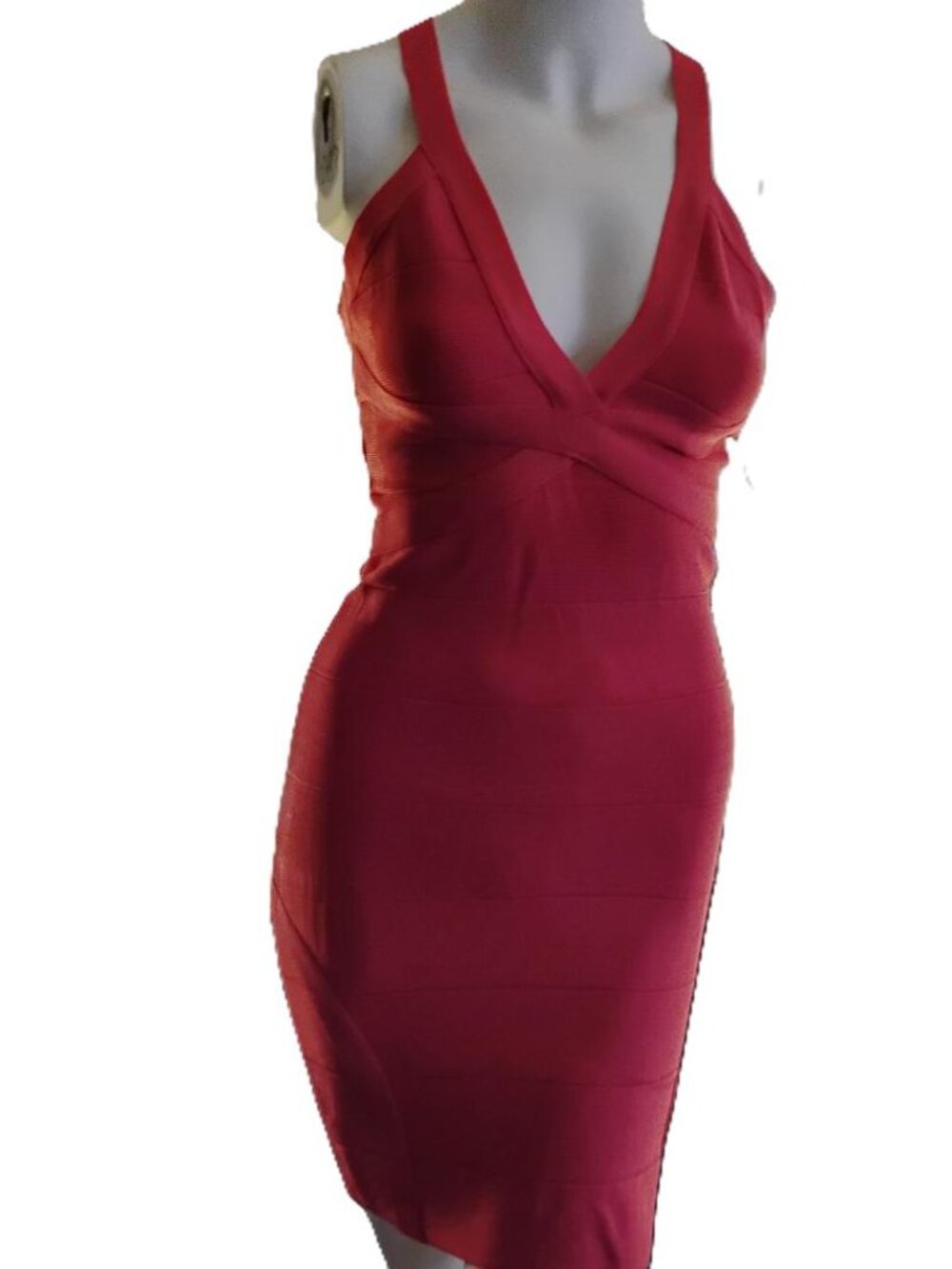 BEBE -S- BODYCON BANDAGE-SEAMLESS - CORAL PEACH
